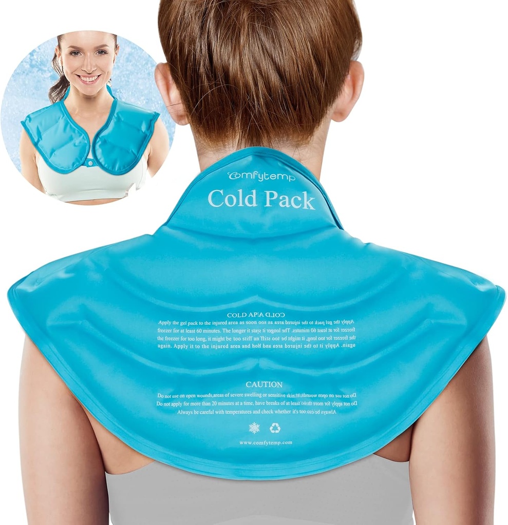 Comfytemp Ice Pack pentru umăr Umeri Relief durere, Reutilizabil mare Gel Umăr de răcire Wrap pentru partea superioară a spatelui, Rece Compresa terapie fizică pentru leziuni cervicale, Bărbaţi Femei cadou
