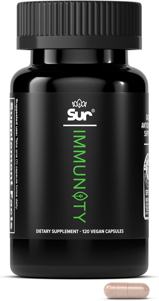Sur Imunity Immune Supplement Supplement with Vitamin C, Acerola Cherry, Turmeric & Green Tea extract - Optimal Defense Wellness Regiment, Antioxidant Blend & Vegan Polyfenol Supplement (120 capsule)