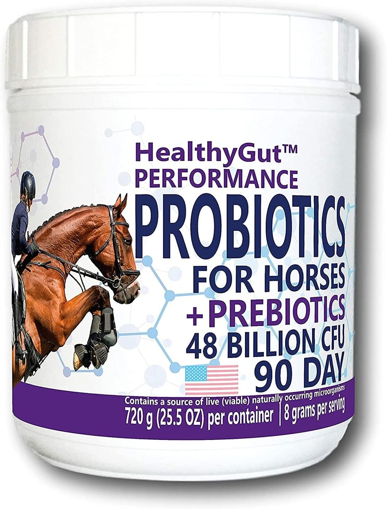 HealthyGutTM Probiotice pentru cai Supliment alimentar, All-natural Digestive Formula de performanță a sistemului (90 zile)
