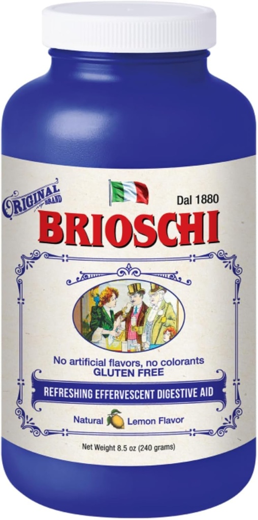 Brioschi Italian Lemon aroma Efervescent Heartburn, Upset Stomac, Acid Indigestie, 8,5 oz flacon