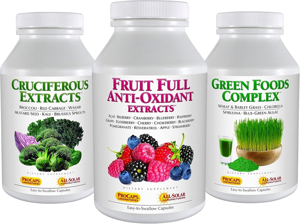 ANDREW LESSMAN 3 produse alimentare sănătoase Bundle - 60 Conte Fiecare dintre extractele crucifere, fructe complet anti-oxidante și Green Foods Complex. Oferă beneficii nutriționale de 20+ cele mai sănătoase alimente.