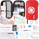 Kit mini de prim ajutor de călătorie, Kit de urgență cu 201PCS Provizii de prim ajutor și sac compact impermeabil, Kit medical de supraviețuire pentru Home Car Office Camping Drumeții
