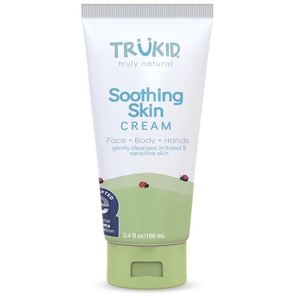 TruKid Eczema Naturala Crema pentru copii, Copii & Bebelusi, NEA-Acceptat pentru Eczema, Sigur pentru piele sensibila pe fata, corp, & Mâini, Unscented, Hidrate & Moisturizes Iritate & Mancarime Skin, 3.4oz