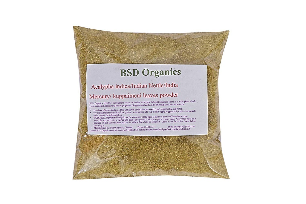 BSD ORGANICS Frunze pulbere de Acalypha indica/Indian Nettle/Indian Mercury/Indian Copperleaf/Kuppaimeni (50 Gram / 1.7 Ounce)