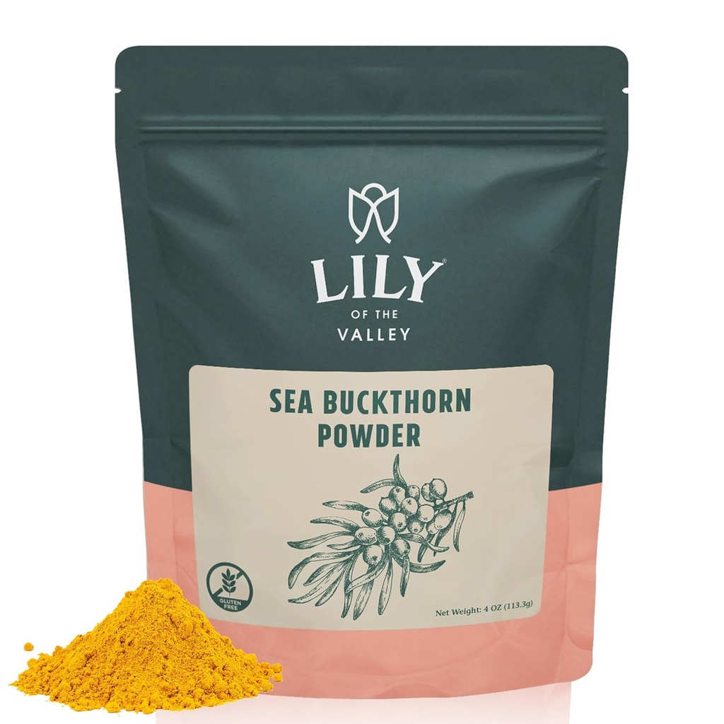 Lily of the Valley Sea Buckthorn Powder - Rhamnus Cathartica - No Added Sugar - Tart Berry Gust - Vegan & Gluten-Free - Packed in Resealable Pouch (4oz, 113g)