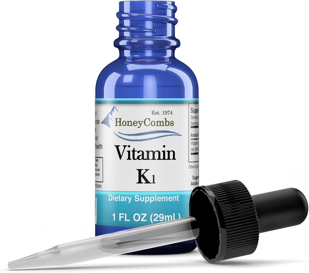 Vitamina K1 picături lichide - Made in USA - Natural mare potenta Phylochinone pentru bărbați, femei, copii, & nou-născuți mare pentru cercuri întunecate Undereye - Mărime vrac, de asemenea, disponibile