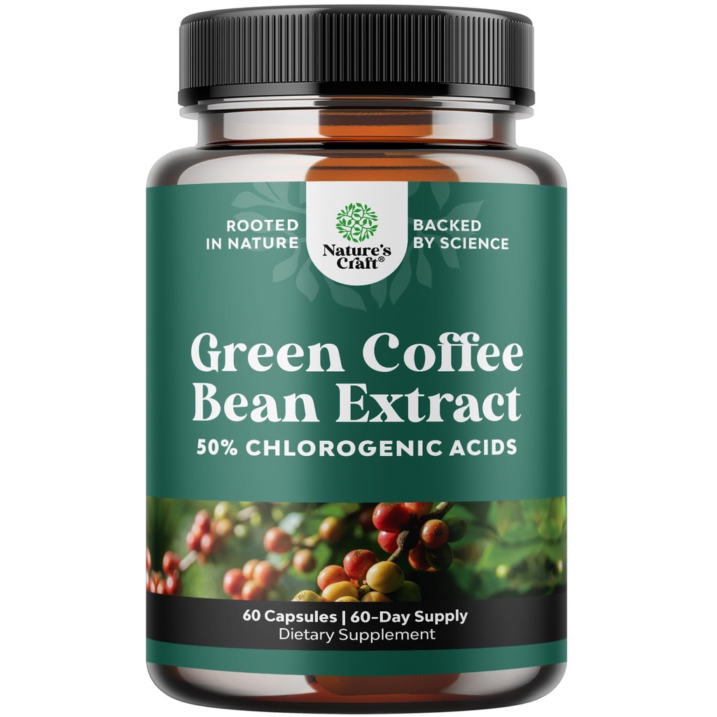 Extract de cafea verde Bean pentru pierderea in greutate - Supressant de apetit natural pentru pierderea in greutate pentru femei - arzătoare de grăsime din plante pentru femei și bărbați pentru pierderea in greutate de sprijin și îmbunătățit energie zilnică și imunitate