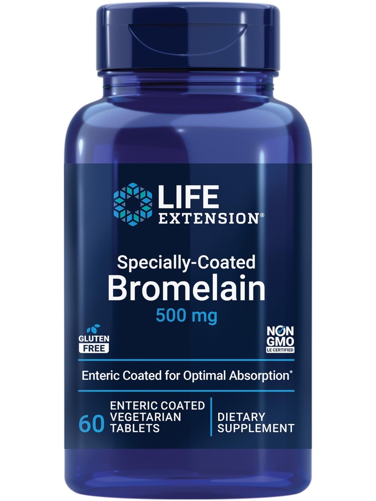 Extensie de viață Bromelain, Extract de Ananas, Sănătate comună, Confort comun, Vegetarian, Gluten-Free, GMO, 500 mg, 60 comprimate enterice-coated