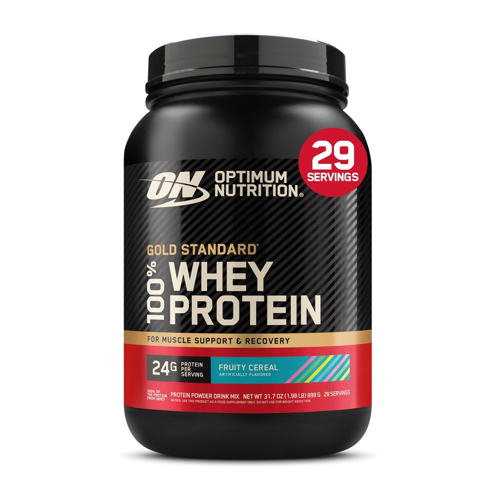 Optimum Nutriție Nou Aromă de aur Standard 100% Whey Pulbere de proteine, Cereale Fruity, 1.98 Pound (Pachet de 1) (Pachet de mai Vary)