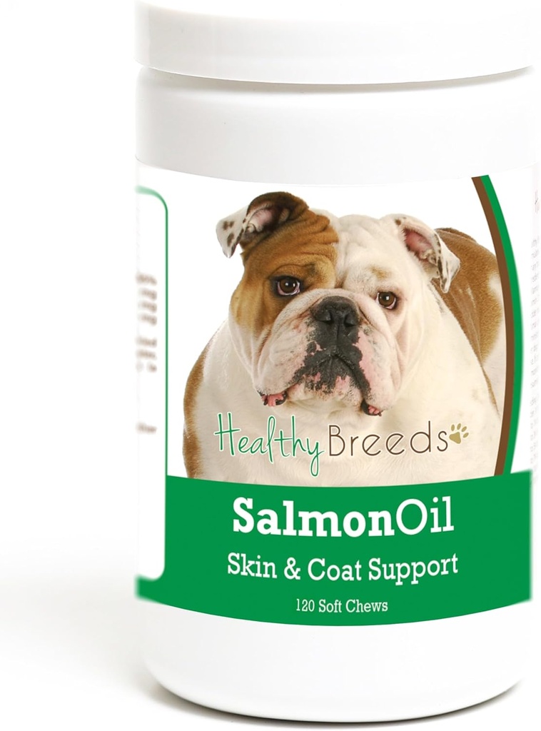 Sănătoși Breeds Bulldog Somon ulei Soft Chews 120 Count
