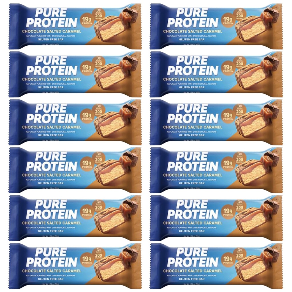 Baruri de proteine pure, proteine mari, gustări nutritive pentru a sprijini energia 1.75 oz zahăr scăzut, Gluten gratuit 12 Conte de ciocolată sărată Caramel