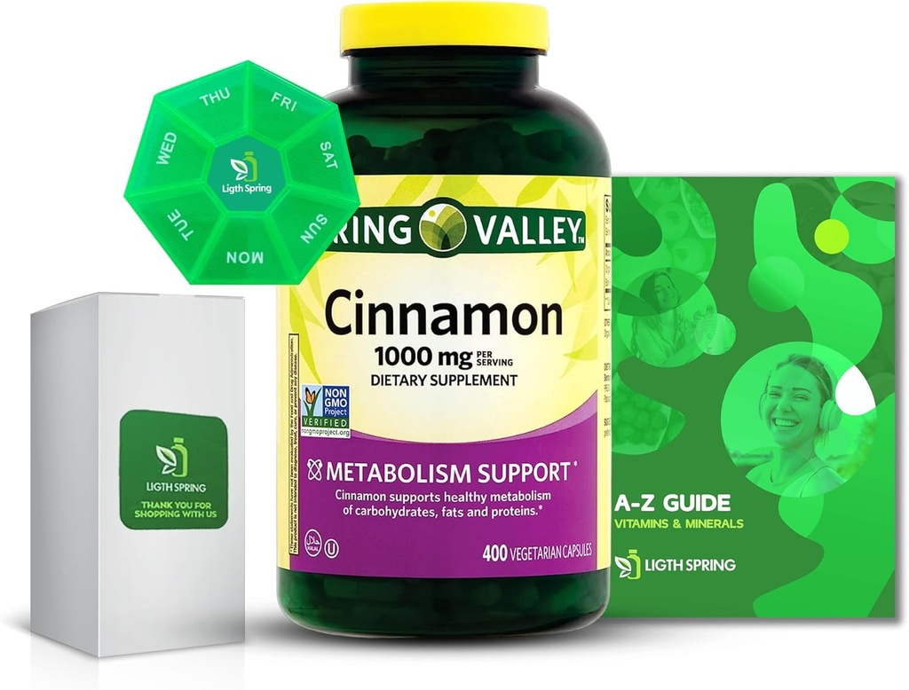 Scorțișoară 1000 mg Supliment alimentar capsule, 400 Conte cu Bundle Exclusiv mai bine Ligth &Spring Ghid