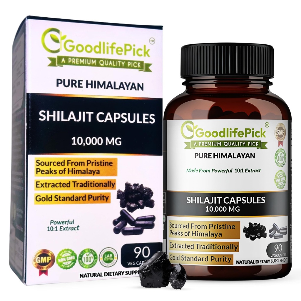 Capsule pure Himalayan Shilajit. Putere maxima Silajit natural bogat in Trace Mineral & Acid fuzelian. High Altitude Sourcing. Vegan NonGMO 90ct. Extras tradiţional fără stereotip fără făină de orez