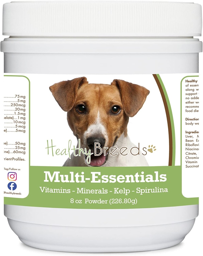 Rase sanatoase Jack Russell Terrier Multi-Essentials Pulbere pentru câini - un supliment ideal de vitamine, minerale si antioxidanti pentru cainele tau - 8 oz