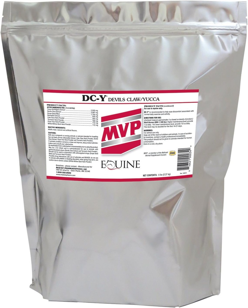 MVP DC-Y (5lb) Ajuta la minimizarea durerilor şi a tandreţei asociate cu activităţile de fiecare zi la cai...