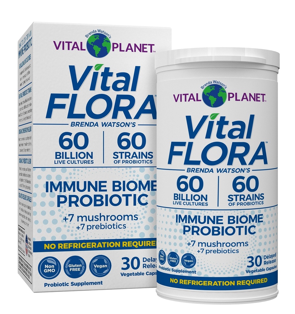 Planeta Vital - Vital Flora Suport Immunologic Probiotic, 60 Miliarde CFU, 60 Tulpini Diverse, 7 Supliment ciuperci organice Amestec cu prebiotice, Perioada de valabilitate Digestive Probiotice 30 Capsule