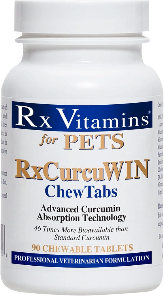 Rx Vitamine CurcuWIN Curcumin pentru animale de companie - Cat Immune Support - Dog Digestive Support - 90 ct