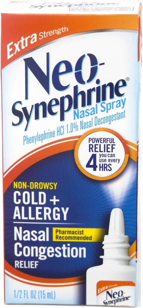 Neo-Sinefrină Spray nazal , Formulă extra de rezistență, 0.50 Ounces fiecare (Pachet de valoare de 3)