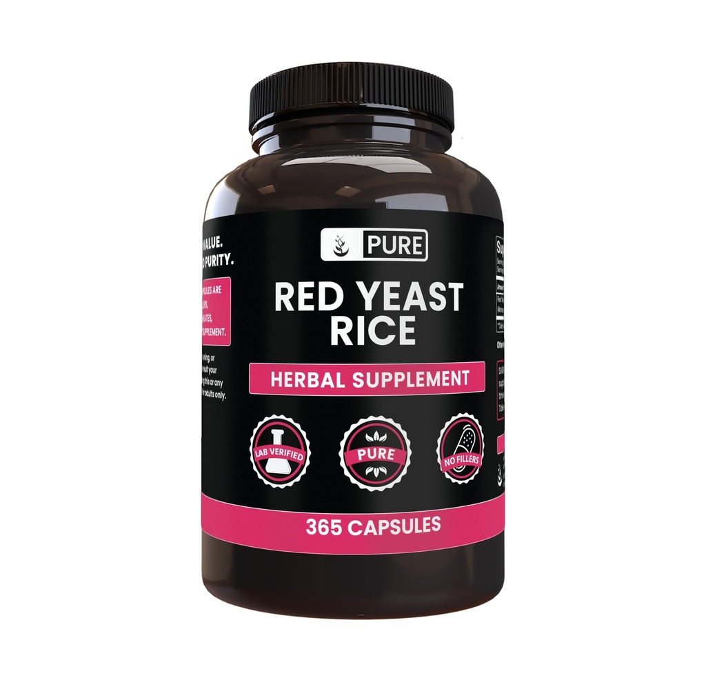 INGREDIENŢE ORIGINALE Rice Red Yeast (365 capsule) Fără magneziu sau fillere de orez, întotdeauna pure, verificate
