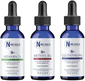 Nano Essential Wellness Bundle Combine 3 Mavelous Health Promoving Products: Nano Glutatione, Nano Metil B-12 & Nano Vitamina D3