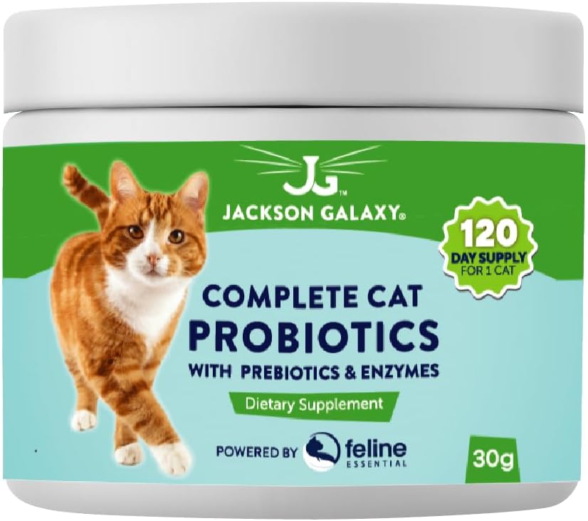 Probiotice complete Cat cu prebiotice si enzime de Jackson Galaxy - Digestion Support, Immune Supplement Dietary - Made in the USA