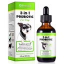 Probiotic pentru câini, Natural 3 din 1 Dog Picături Probiotice ajută la ameliorarea diareei, Suporturi Sanatate Gut, Itchy Skin, Alergii, Imunitate, Enzyme digestiv pentru Dog Supliment, Aroma Bacon - 60ml / 2 fl.oz