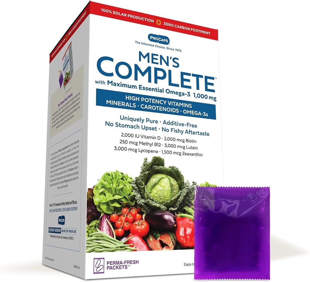 ANDREW LESSMAN Multivitamine-Men's Complete with Maximum Essential Omega-3 1000 mg 30 Packets - 30+ High Potiness of All Nutrients, Essential Vitamins, Minerales, Carotenoids. Fără aditivi