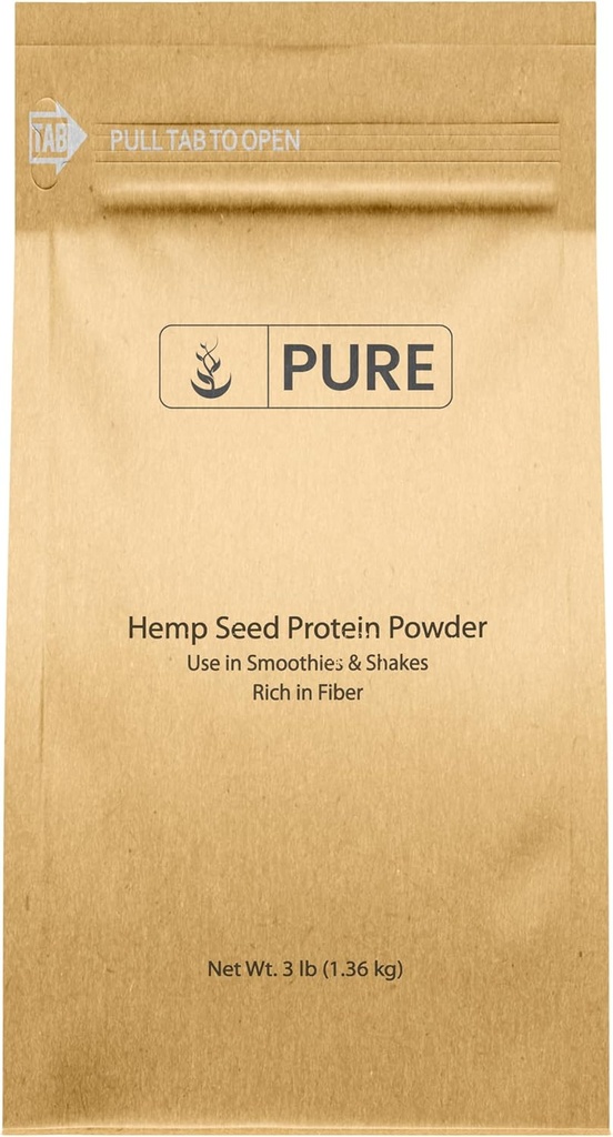Ingrediente pure Original Hemp Seed Proteine Powder (3 lb) Smoothies & Shakes, Nutty Flavor, Smooth Texture