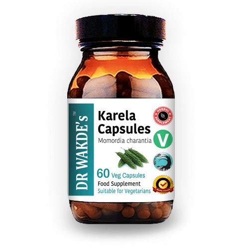 Capsule Karela DR Wakde (Bitter Gurd, Bitter Melon, 60 Veg Caps, Plant-Based Supplement, Ayurvedic Herb, All Natural, Vegan)