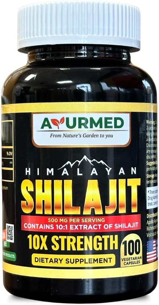 Pure Organic Himalayan Shilajit Capsule (Shilajeet) pentru bărbați și femei - 5000 mg echivalent - Natural Energy & Stamina Booster - 100 Veg Capsule 