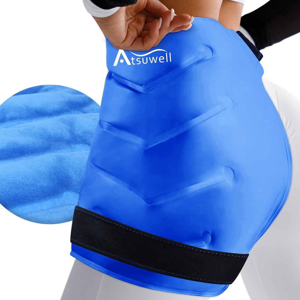 Atsuwell XL Hip Ice Pack Wrap, Gel Cold Pack pentru Hip Care, Reusable Ice Pack pentru înlocuirea Hip, Soft Plush Lined Cold Compress pentru Hip, Knee, Back, Blue