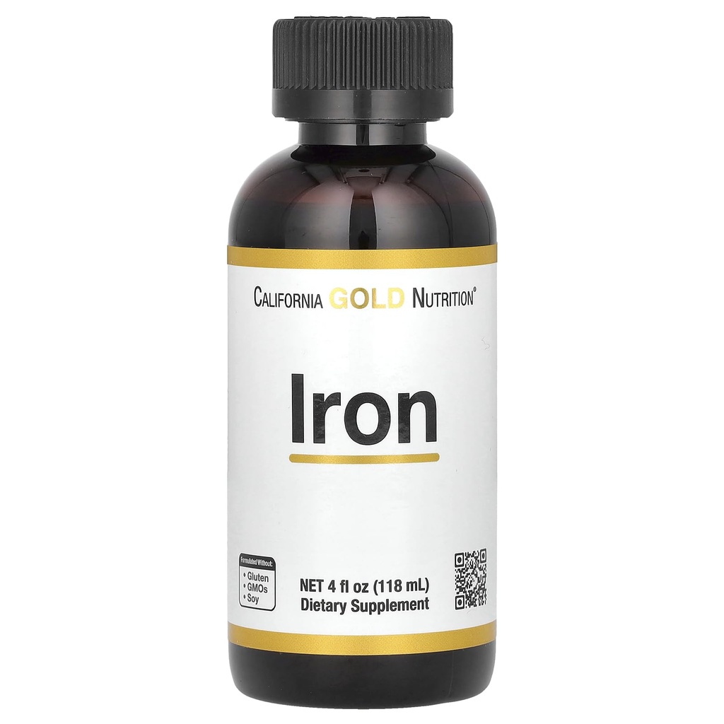 California Gold Nutrition Iron, ca feros Bisglicinat Chelat și Yellow Dock Root, 4 fl oz (118 ml)