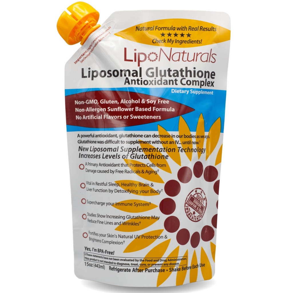 Lipo Naturals Liposomal Glutatione Complex lichid (30 doze) - Imunitate Formula naturală + Sănătate hepatică + Suport anti-îmbătrânire cu vitamina C - Vegan, China-Free (15oz / 443ml)