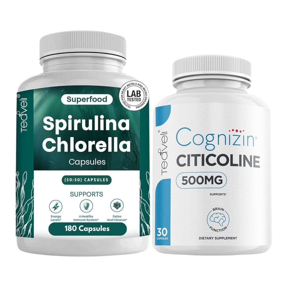 Teaveli Citicolină cu Spirulina chlorella Capsule Bundle