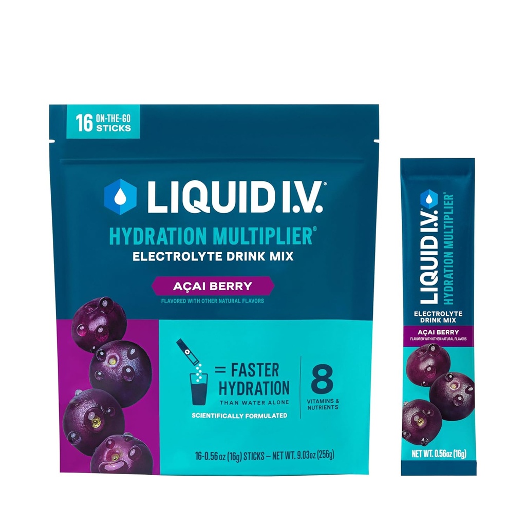 Lichid I.V.® Hidratare Multiplicator® - Açaí Berry - Pachete cu pulbere de hidratare - Pachete cu praf de electroliză Mix de băuturi 