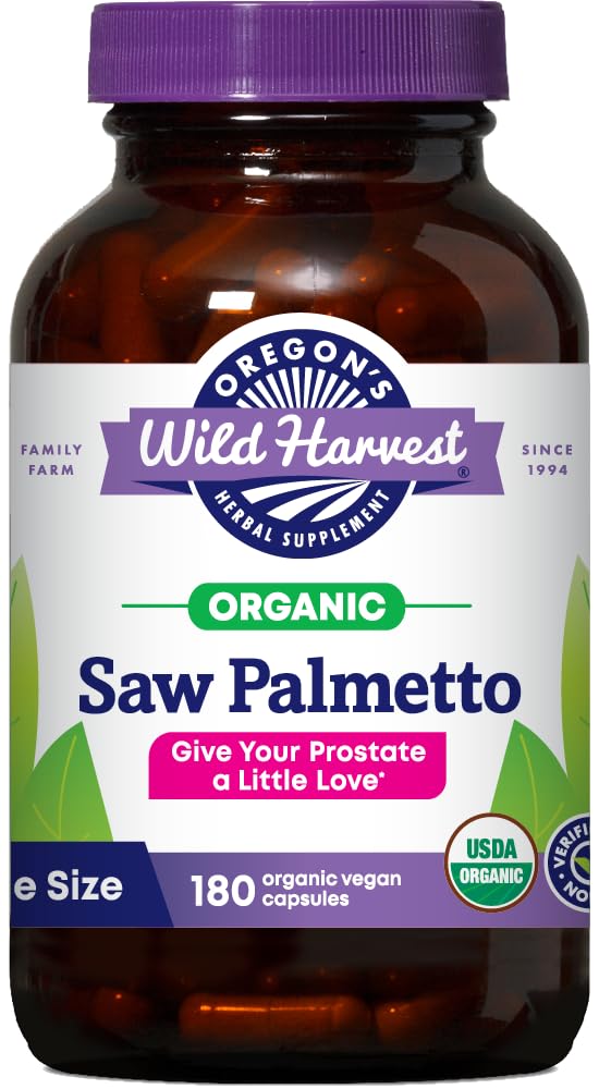 Oregon Wild Harvest Certified Organic Saw Palmetto Capsule de plante, 180 Conte