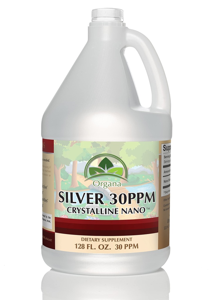 Organa Crystalline Nano coloidal Silver - Ultra Pure Silver pentru Suport Imun - Ultimate Bio Active Supliment Solutie - Plata Coloidal - 1 Gallon (128 Ounces) - 30 PPM