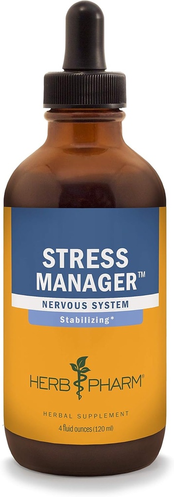 Herb Pharm Stress Manager Herbal Liquid Herbal Formula cu Rhodiola si Holy Basil Extras lichid - 4 Ounce