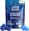 Creatine Monohidrat Gummie pentru femei si barbati- 5g Creatura creapure per Servire - Vegan, aroma de zmeura albastra - Boost Muscle Putere, Endurance, Recuperare si Focus mental (90 Gummies)