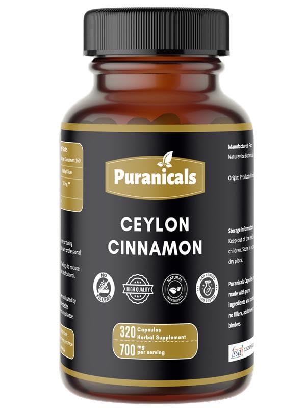 Ceylon Scorțișoară Premium 320 Capsule fără OMG-uri și gluten gratuit 