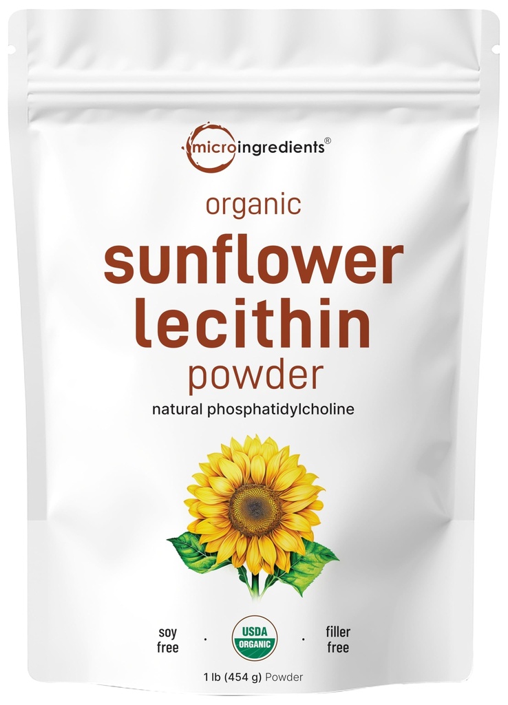 Micro Ingrediente Organic Floarea-soarelui Lecitina pulbere, 1 lira, durabil agricole, presat la rece, bogat în fosfatidil colină și proteine, Making lipozomal Vitamina C, Suplimentul de alăptare, non-GMO