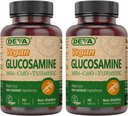 DEVA Vegan Glucosamină-MSM-CMO și Suplimentul Turmeric - Gluten supliment nutrițional pe bază de plante libere - 90 comprimate (Pachet de 2)