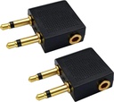 Dual 3,5mm (1/8") Barbat la 3,5mm Femeie AUX Audio Jack Adapter Convertor pentru utilizarea căștilor pe Airplane Airline Flight (2 Pack)