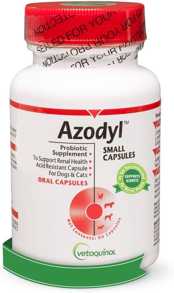Vetochinol Azodil Rinichi Suplimentul de sănătate pentru câini și pisici, 90ct - Probiotic Pet Wellbeing - Ajutor pentru susținerea funcției renale și gestionarea toxinelor renale - Supliment de îngrijire renală - Capace mici ușor de înghițit