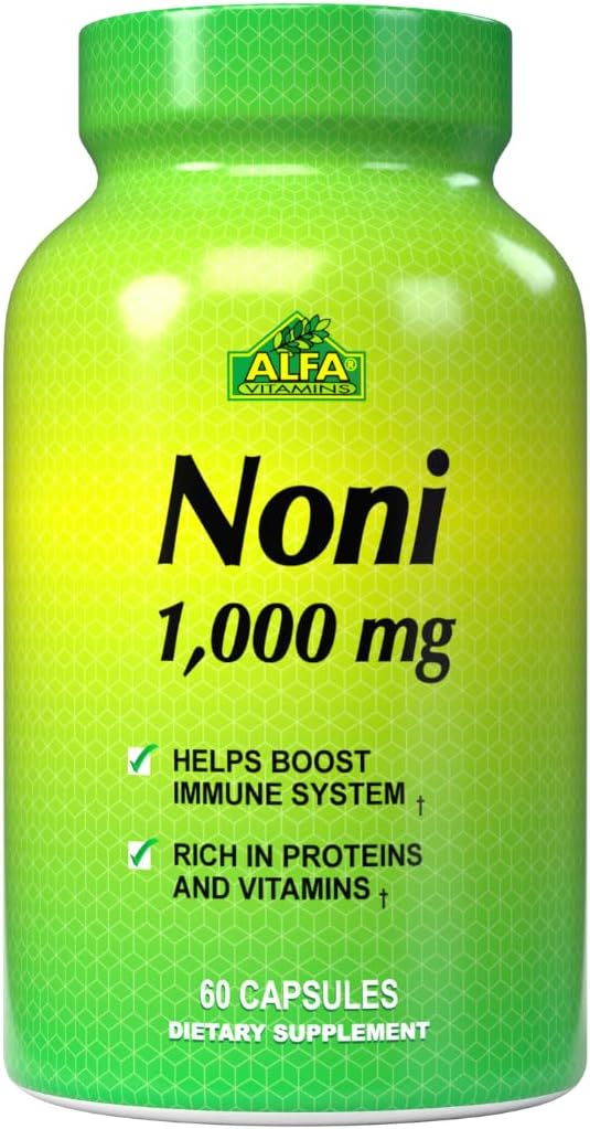 ALFA VITAMINS Noni 1000 Mg 60 Capsule - Tonic pentru funcţionarea optimă a organismului - Antioxidant