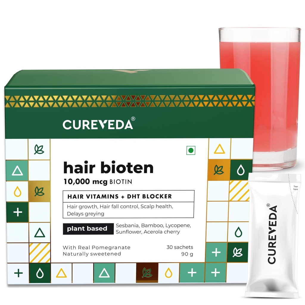 Cureveda Curveda Crow Plant Pe bază de Biotin 10000 Mcg pulbere Supliment pentru Unisex, Beneficii Scalp sănătos și creșterea părului, Fără zahăr adăugat, Aromă de rodii naturale 150 g (Pachetul de 1) Crow-1