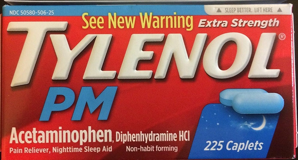 Tylenol PM Caplete cu putere suplimentară (225 ct) (2 ambalaj)