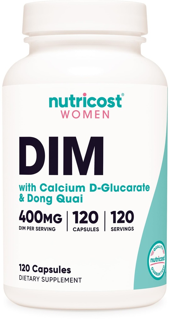 Nutricost Diindolilmetan DIM Supliment pentru femei 400mg, 120 capsule, cu Dong Quai, calciu & negru Cohosh - Vegan, non-GMO și gluten gratuit