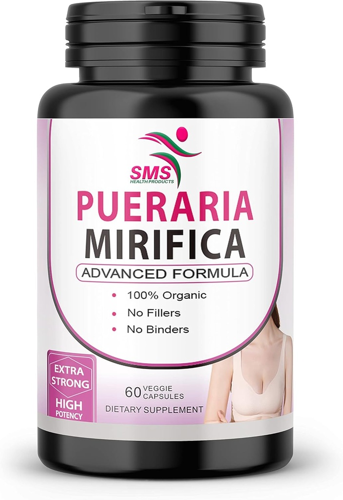 Pueraria Mirifica (Kwao Krua Kao) Supliment pastile - Pur Root 10:1 Concentrat pulbere de extract alb din Thailanda, Premium Organic - promovează sănătatea femeilor - 60 Capsule vegetale.