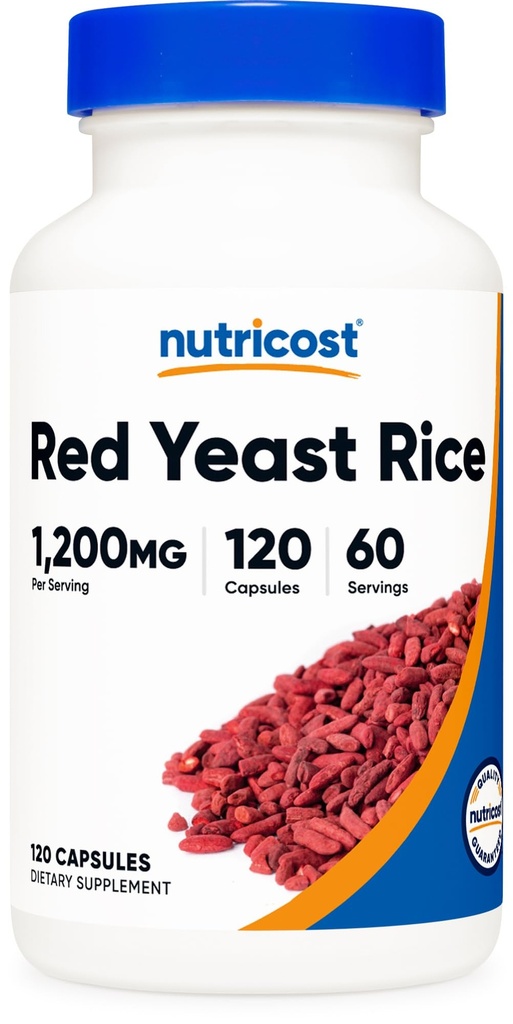 Nutricost Red Yeast Rice 1200mg, 120 capsule - 60 Serv, Veggie Caps, Non-GMO, Gluten Free